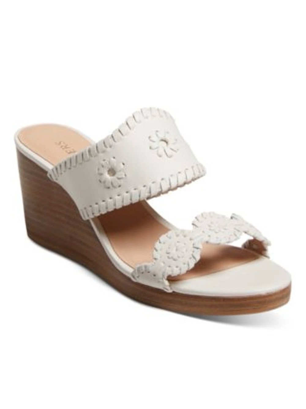 Jack Roger’s “Caroline” white whipstitch Wedge Sandal NEW size 8